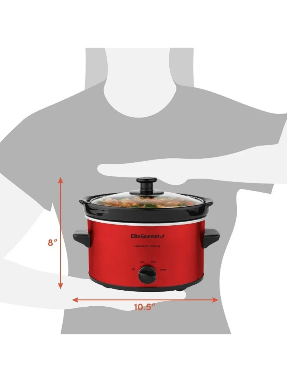 2 Qt Electric Oval Slow Cooker in Metallic Red - Perfect for Easy Meal Prep!